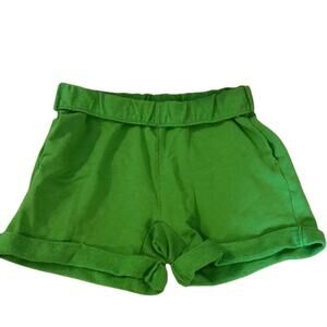 NWOT FRAME Size S Rolled Up Short Green Fold Over Sweat Shorts 100% Cotton